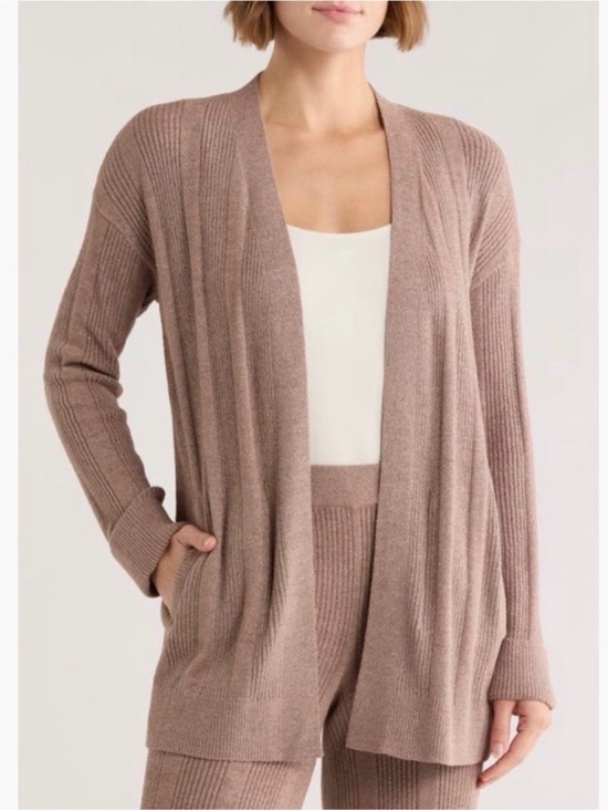 Barefoot Dreams Sweaters - Barefoot Dreams CozyChic Ultra Lite Open-Front Ribbed Cardigan Sweater - Taupe